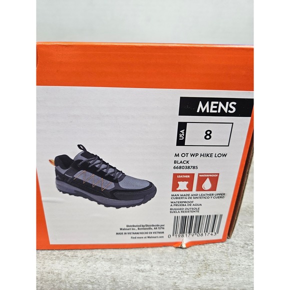 Ozark Trail Mens Waterproof Low Hiking‎ Shoes Black Grey Size 8 - Picture 7 of 7